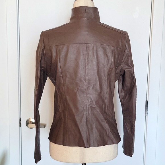 Trouve Moto Leather Unlined Jacket with Drape Collar - Size Small - Picture 5 of 9